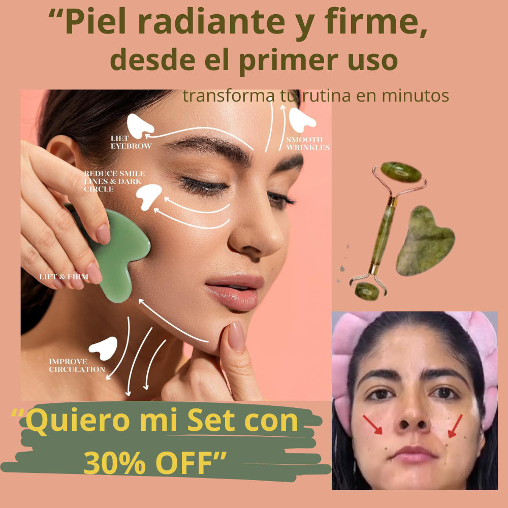 Set de Rodillo de Jade  Gua Sha