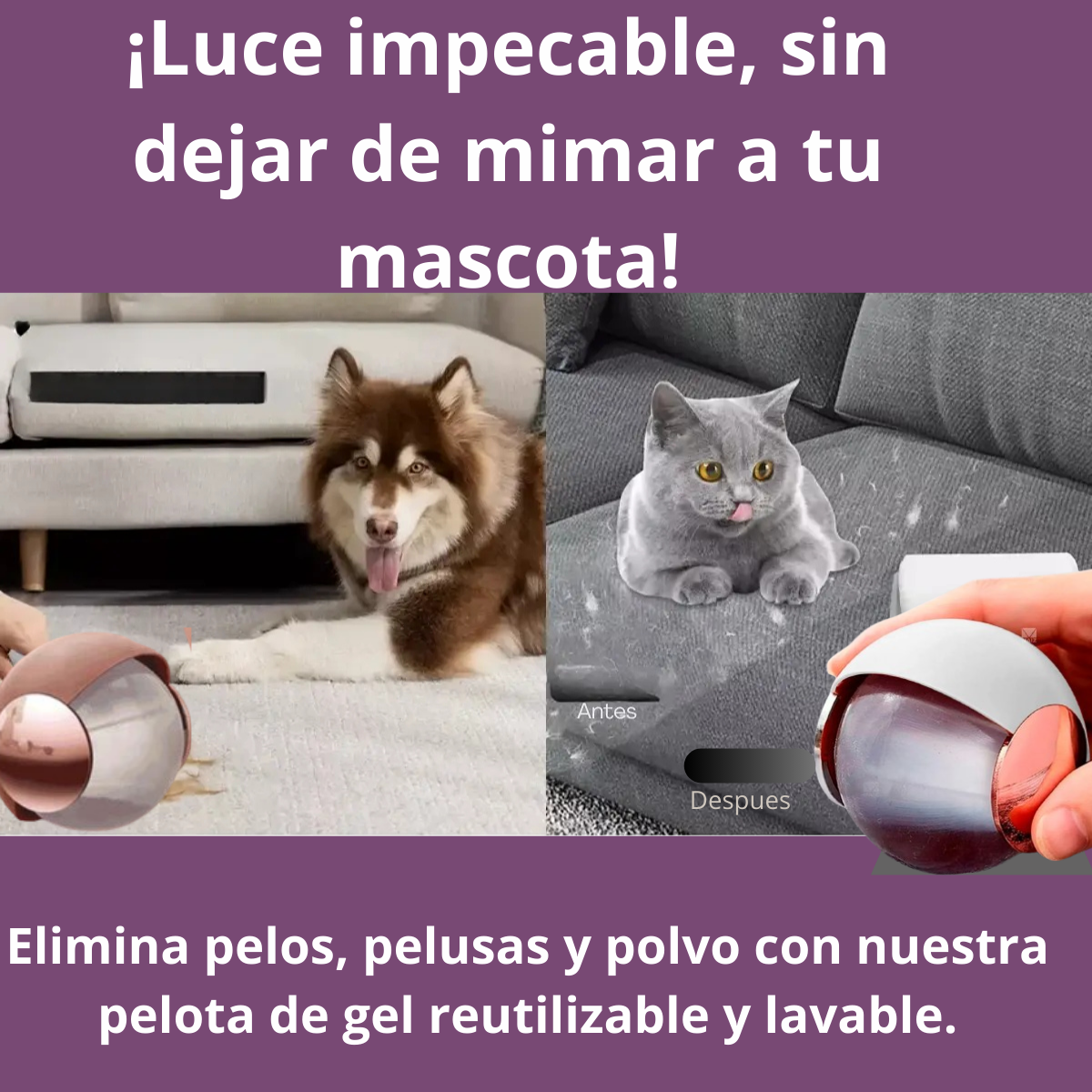 Pelota gel Quita pelusa lavable